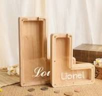 Personalized 26 Letters Piggy Bank Custom Name Wooden Money Box...