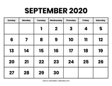 Empires and puzzles calendar may 2021. September 2020 Calendars Printable Calendar 2020