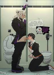 ai: the somnium files ai: the somnium files - nirvana initiative  balls bathroom sex blonde hair blowjob blush closed eyes crushing dialogue  drool on face fellatio gay gay sex