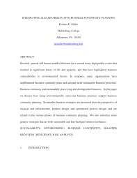 Pdf Integrating Sustainability Into Business Continuity Planning