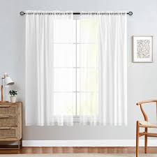 Here's what we think you should do. Jinchan Sheer White Curtains For Living Room 63 Inch Length Bedroom Window Curtain White Sheer Curtain Panels Rod Pocket 2 Panels Buy Online In Bahamas At Bahamas Desertcart Com Productid 45787476