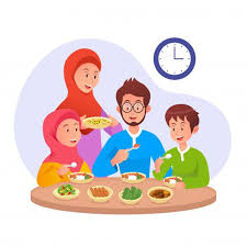 Musulmanskaya Semya Est Sahur Ili Est Rano Utrom Pered Postom Ramadan Illyustraciya Muslim Family Family Illustration Bee Art
