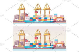 Vector Low Poly 2d Cargo Port Branding Design Inspiration Low Poly Map Design