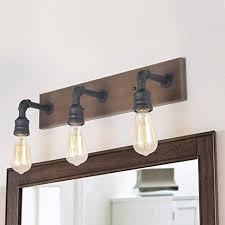 Using large print wallpaper for the. Lnc A03376 Bathroom Vanity Lights Farmhouse Water Pipe Wall Sconces 3 Heads Amazon Com