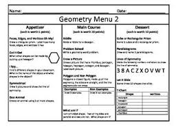 Geometry Menu Appetizer Main Course And Dessert 2 Main Course Appetizers Menu