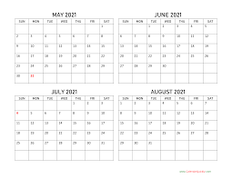 Our classic simple calendar in a nice. May To August 2021 Calendar Calendar Quickly