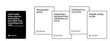 Each round, one player asks a question from a black card, and everyone else answers with their funniest white card. A Family Friendly Cards Against Humanity Game Is Free Now Nj Family