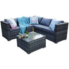 Outdoor Rattan Garden Furniture Vancouver 5 Seater Corner Grey Sofa Patio Set With Raincover Gre In 2020 Rattan Garden Furniture 5 Seater Corner Sofa Garden Dining Set