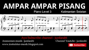 Not Balok Ampar Ampar Pisang Tutorial Piano Level 3 Piano Instrumental Ampar Pisang Youtube