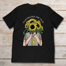 The complete guide to breast cancer awareness flowers. Your Feeling Are Valid Childhood Cancer Ribbon Sunflower T Shirt Teenavi