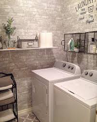Laundry Room Makeover With Faux Brick Peel And Stick Wallpaper Laundry Room Remodel Basement Laundry Room Farmhouse Laundry Room