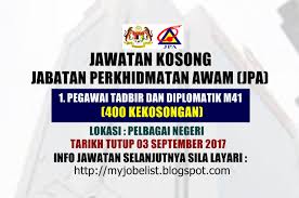 Jawatan kosong jabatan perkhidmatan awam. Jabatan Perkhidmatan Awam Malaysia Jpa Jawatan Kosong Kerajaan September 2017