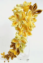See more ideas about yellow wedding, yellow wedding inspiration, wedding. Cascading Kanzashi Flower Bridal Bouquets To Your Colour Theme Handmade Wedding Bouquet Satin Ribbon Bouquet Ribbon Bouquet