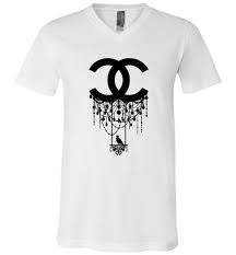 Chanel Logo Unisex V Neck T Shirt Chanel Logo Mens Tops V Neck T Shirt