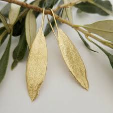 These Leaf Earrings Are An Exact Replica Of An Ancient Olive Tree Leaf Made Of 18k Gold Plated These Ear Olive Leaf Earrings Gold Leaf Earrings Leaf Jewelry