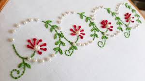 Fall leaf embroidery pattern 10. Simple Floral Border Design With Beads Hand Embroidery Work Youtube