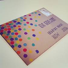 Next, you can write your birthday wishes or messages. Confetti Stamped Envelope Fun To Send A Birthday Card In Use A New Pencil Eraser To Stamp Different Colors O Envelope Stamp Mail Art Envelopes Snail Mail Art