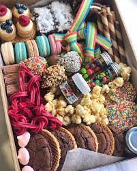 Valentine gift ideas by kris: Exactly What We Need To Kickstart Our Weekend Indulge With Our Y O U D E S S E R T I T Box Justgr Sleepover Food Dessert Gifts Party Food Platters