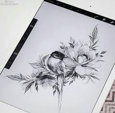 Bird And Flower Tattoos For Women Bird B W Blackandwhite Flower Lines Bird And Flower Tattoo Bird Tattoo Sleeves Flower Tattoos