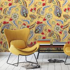 Tapeten gestreift erstaunlich happy time. Gross Gemusterte Gelbe Designer Tapete Classic Paisley Gmm Berlin Com