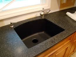 granite countertops, black kitchen sink