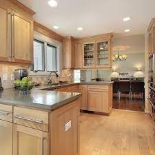 Led strip lights are also used under the cabinet to fully illuminate counter spaces. Light Maple Cabinets Countertop Backsplash Colour Ideas Maple Kitchen Cabinets Kitchen Cabinet Design Wooden Kitchen Cabinets