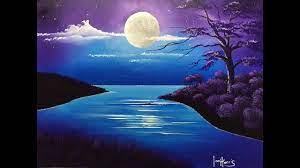 Shade your water region to make it darker than the sky, with the exception of the lighter moon reflection. 42 Acrylic Moon Over Lake Youtube