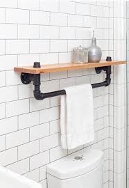 Finding a bathroom design that fits the style of your home is important, so look for images of particular types of styles that are incorporated into your home. Home Living Bathroom Industrial Decor Rustic Bathroom Accessories Black Iron Pipe Industrial Towel Rack Shelf Bathroom Decor Wall Mounting