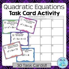 Quadratic Equations Task Card Activity Quadratics Quadratic Equation Task Card Activities