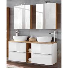 Badezimmer sets sorgen für ein ambiente zum wohlfühlen. Badezimmer Set Mit 2 Keramik Aufsatzwaschbecken Und 2 Spiegelschranken