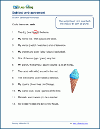 Subject Verb Object Worksheets Grade 4 Google Search Subject And Verb Plurals Subject Verb Agreement