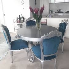 Franciscan Dining Chairs And French Provincial Dining Round Table Antique Silver Finish And Turquoise Fabric U Dining Chairs Turquoise Fabric Upholstery Chair