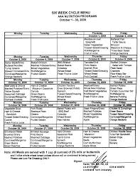 cycle menu template six week cycle menu cycle menu