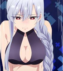 eiai nano, kimi no koto ga dai dai dai dai daisuki na 100-nin no kanojo,  absurdres, anime screenshot, highres, stitched, third-party edit, 1girl,  bikini, blush, braid, braided ponytail, breasts, cleavage, collarbone, grey