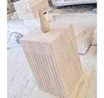 Modern Minimalist Travertine Pedestal Console Table With ...