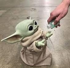 Baby yoda + chicky nuggies = comedy : Keep Those Hands Clean Little One Babyyoda