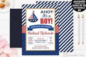Basic invite offer baby shower invitations for boys that can be personalized with over 150 different colors per card. Nautical Baby Shower Invitation Creative Photoshop Templates Creative Market