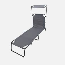 Sunfun Katlanabilir Metal Sezlong Gri Plaj Sezlong Havuz Sezlong Kolay Tasinir Sezlong