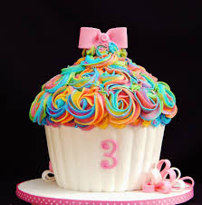 Rainbow Buttercream Giant Cupcake Birthday Cakes Big Cupcake Large Cupcake Cakes Cupcake Birthday Cake