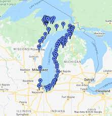 Planned Route For The Lake Michigan Circle Tour Motorcycle June 12 15 2008 Lake Michigan Michigan Lake