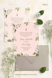Open Floral Wedding Invitation Concept With A Subtle Peach Backgrou Indian Wedding Invitation Cards Unique Wedding Cards Traditional Indian Wedding Invitations