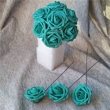Artificial flowers and plants are the easiest way to change the appearance of your home or work area. Teal Wedding Flowers Artificial Foam Roses Turquoise Flower 8cm 100 Stems For Bridal Bouquet Wedding Centerpieces Lnpe007 Artificial Dried Flowers Aliexpress
