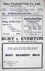 Bury V Everton 1945 46 Match Programme Game Abandoned Football Program Football Club Program Design