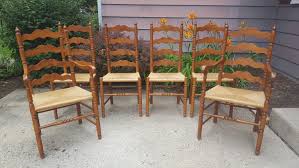 6 Tell City Ladder Back Rush Bottom Dining Chairs Farmhouse Andover Rock Maple Wood By Midcenturychickaroo On Etsy Dining Chairs Tell City Ladder Back Chairs