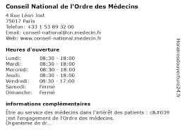 Une enquête dhpr pour recenser les actions menées sur le territoire. á Horaires D Ouverture Conseil National De L Ordre Des Medecins 4 Rue Leon Jost A Paris
