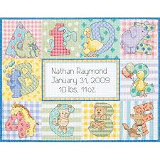 Bibs birth announcements quilts & afghans. Amazon Com Dimensions Counted Cross Stitch Kit Wild Animal Abc Afghan Throw Blanket Baby Gift 29 X 47