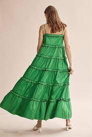 Vivid Green Silk Tiered Dress Dresses Country Road