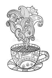 Cat coloring page cool coloring pages animal coloring pages coloring pages to print coloring sheets coloring books free adult coloring coloring for kids basic art techniques. Vector Coffee Or Tea Cup With Abstract Ornaments Stock Vector Illustration Of Coffee Colouring 68067521