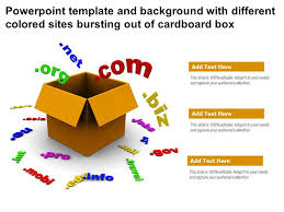 A cardboard box template can do just about anything you think of.the rectangular box template, built and made available free for download, is a multipurpose box, able to do just about anything you want it to do.well, by saying anything i mean functions within which the template can work best. Powerpoint Template And Background With Different Colored Sites Bursting Out Of Cardboard Box Presentation Graphics Presentation Powerpoint Example Slide Templates