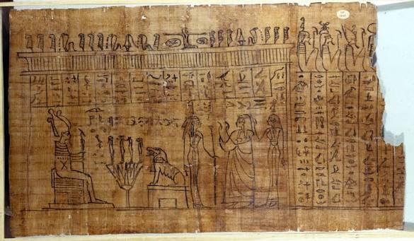 Le Livre des Morts : hiéroglyphe égyptien sur un papyrus de la 22ème  dynastie. 9ème siècle av. J.-C. Turin, Musée égyptien